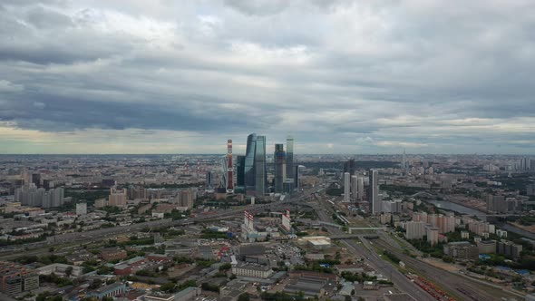 Aerial Drone Shot of Area Near Moscow City