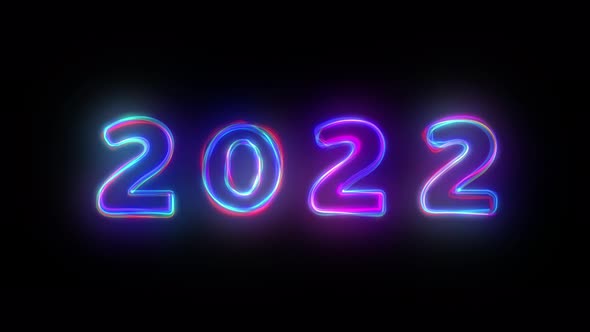 2022 Glow Neon Sign on black background alt