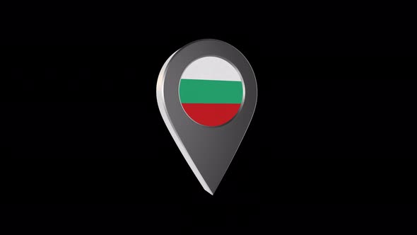 3d Animation Map Navigation Pointer With Bulgaria Flag With Alpha Channel - 4K alt
