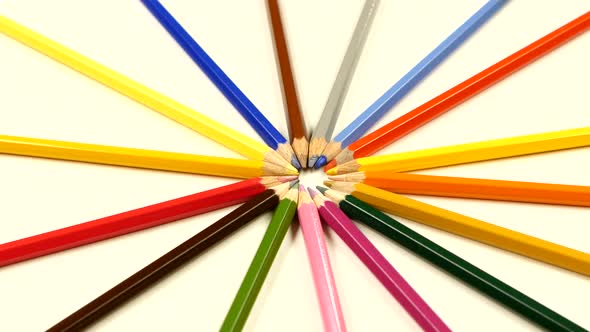Bunch of Colored Pencils on White, Rotation alt