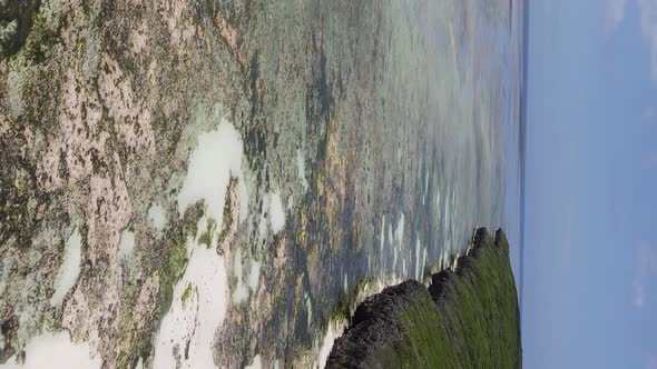 Zanzibar Tanzania  Vertical Video of the Ocean Near the Coast Slow Motion alt