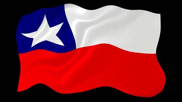 Chile Flag Waving Animated Black Background