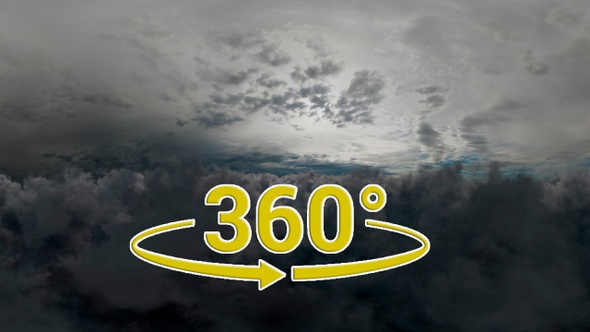Flying above the Grey 360 Panoramic Stereoscopic Clouds