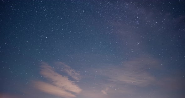 Night Sky Satellite Orbits and Fine Clouds