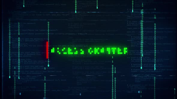 Access Granted hacking warning message with noise and glitch effect. alt