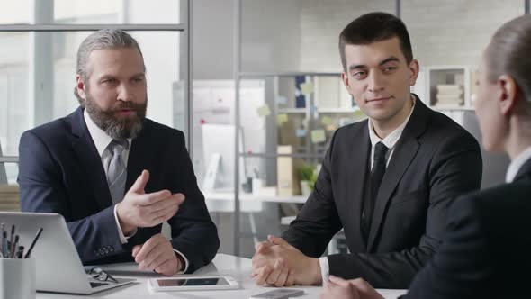 Business Partners Discussing Contract and Making a Deal alt