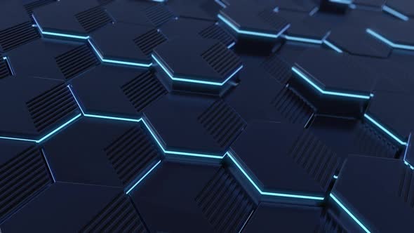 Abstract Hexagon With Neon Geometry Background alt