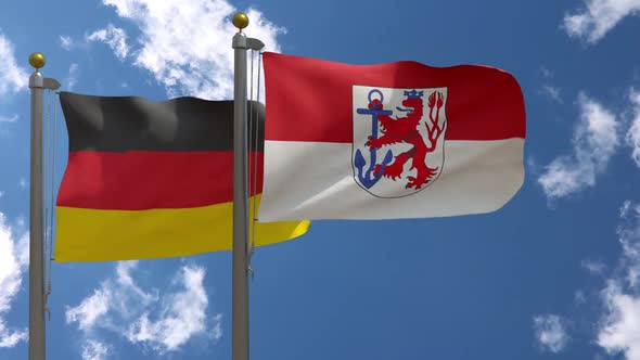 Germany Flag Vs Duesseldorf Düsseldorf City Flag on Flagpole alt
