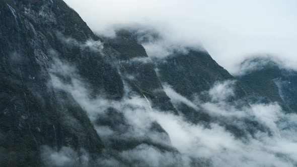 Milford Sound Clouds Closeup Daytime Timelapse