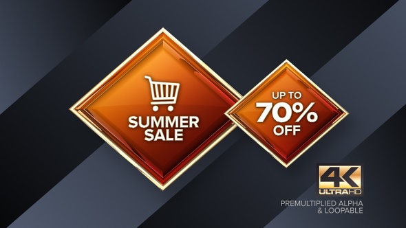 Summer Sale 70 Percent Off Rotating Sign 4K Looping Design Element