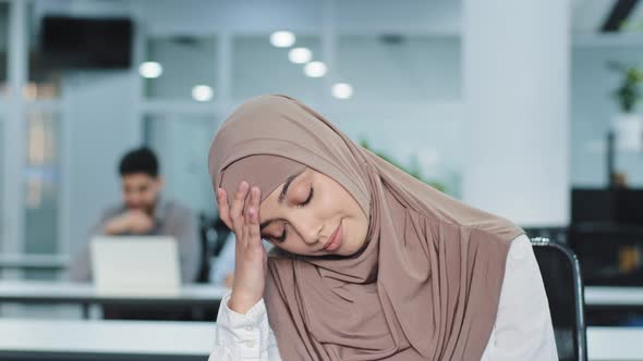 Tired Female Business Leader in Hijab Says No Frustrated By Failure alt
