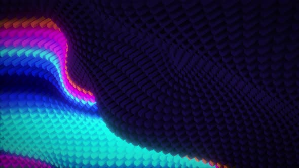 Abstract Colorful Cubic Surface in Random Motion alt