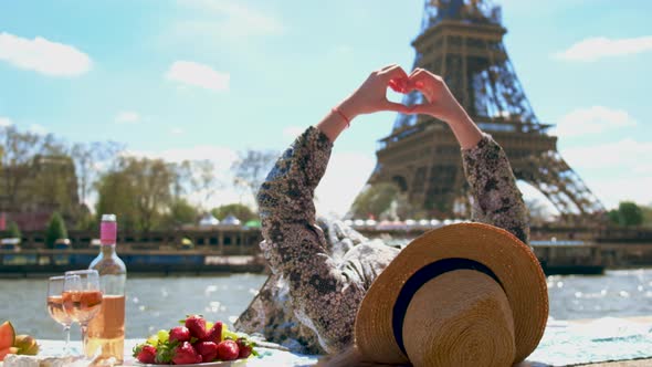 Woman in Paris Picnic with Wine alt