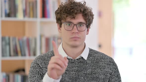 Portrait of Young Man No Sign By Finger, Disapprove alt