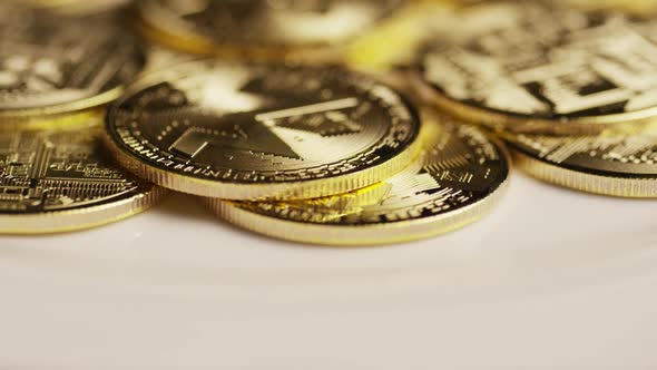 Rotating shot of Bitcoins alt