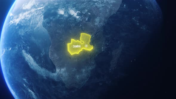 Earh Zoom In Space To Zambia Country Alpha Output