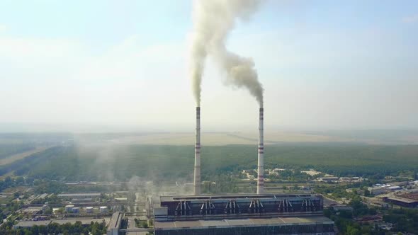 Industrial Chimneys With Smoke alt