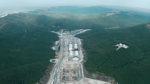 Large oil base with oil storage in the green hills