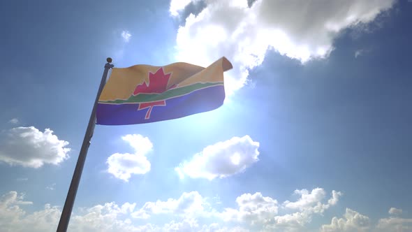 Thunder Bay City Flag (Ontario, Canada) on a Flagpole V4 - 4K