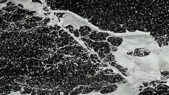 Super Slow Motion Shot of Milk Splash at 1000 Fps Isolated on Black Background. alt