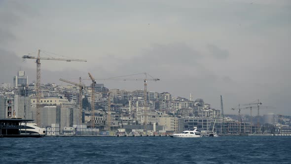 Tower Cranes as Time Lapse at Istanbul