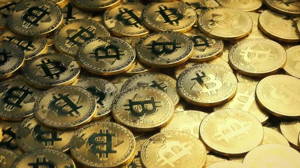 Gold Bitcoins Rotating Value Concept alt