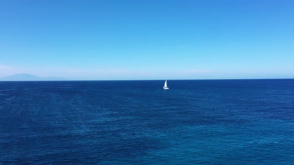 Aerial View of a Sailing Yaht, Zakynthos, Greece