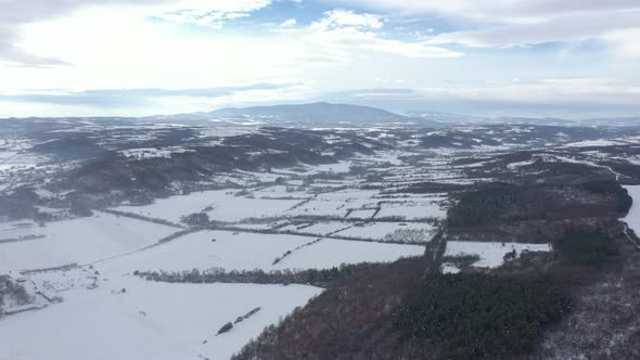 Tupiznica mountain snowed in Eastern Serbia 4K aerial video