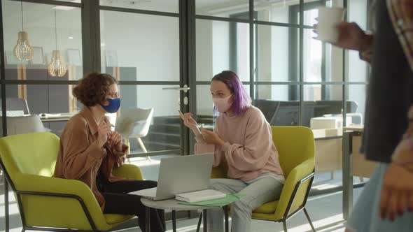 Sitting in the Rest Zone During Breaking Time Two Girlsstudents are Discussing Together About Their alt