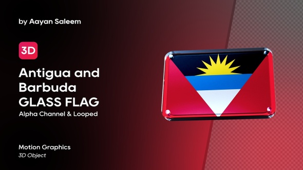 Antigua And Barbuda Flag 3D Glass Badge alt