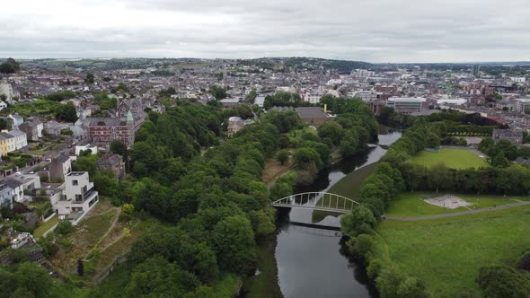 Mardyke Bridge over River Lee Cork Ireland aerial drone view alt
