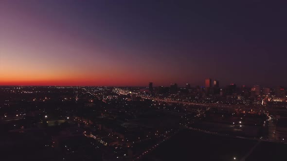 New Orleans Skyline Aerial Sunset 4k