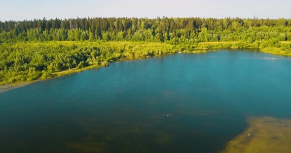 Lake Dontso in Leningrad Region Saint Petersburg Russia Aerial Footage of a Beautiful Northern