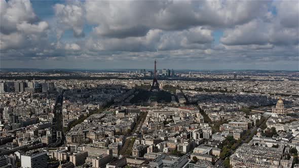 Paris, France, Timelapse  - Wide angle view of the Eiffel Tower during the day