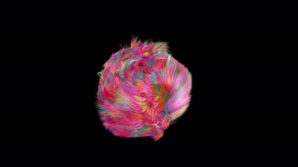 Colorful Fur Ball With Transparent Background