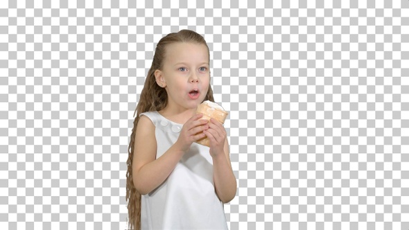 Kid girl eating with ice cream, Alpha Channel
