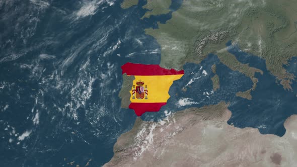 4K Globe Map of Spain with a flag (Highlighted) alt