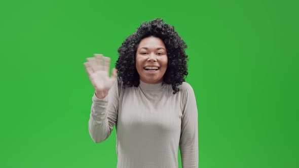 Green Screen Young Cheerful African Female on Birthday Party