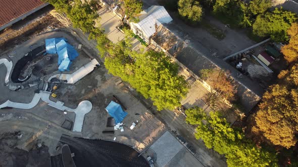 Closeup of House Foundation Made From Concrete Shuttering Blocks Filled with Mortar and alt