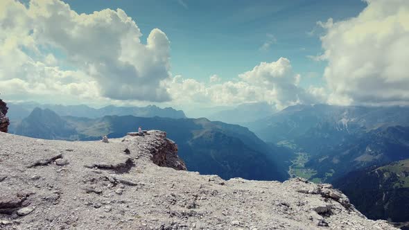 Breathtaking Aerial View From the Top of Piz Boe Mountain in Dolomites alt
