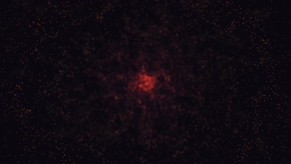 Abstract particles, small dots forming a ring, moving from the edges to the center alt