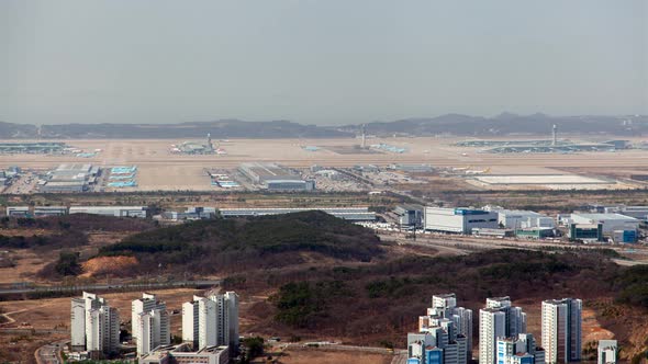Korea, Incheon Airport Airline Establishing Shot alt