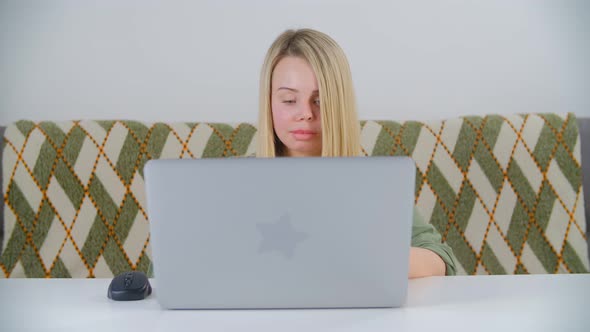 Freelancer person doing distant work online from home during lockdown in 4k video clip alt