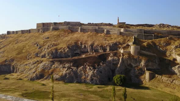 Historical Eastern Fortress, Van Castle on Rocky Hill and Mosques