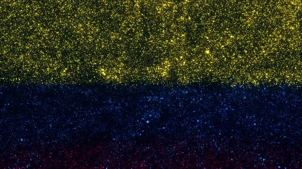 Colombia Flag With Abstract Particles