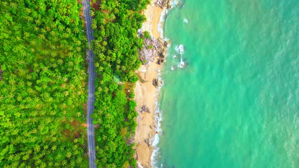 Drones fly over Khanom-Sichon Road, a beautiful viewpoint. alt