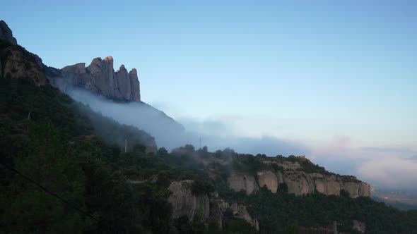 Clouds Over Montserrat Mountain Range, Spain. Timelapse alt
