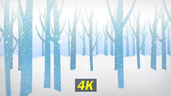 Snow Fall Tree Background 4K