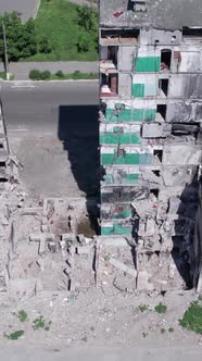 Vertical Video of a Destroyed Residential Building in Ukraine During the War alt