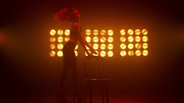 Dancer Woman Bending Body Sexually Performing Erotic Show in Strip Club alt